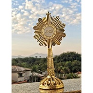 Ostensorio Santíssimo Sacramento 18cm Dourado - Miniatura de Mesa para Adoração e Decoração Religiosa - imagem 3