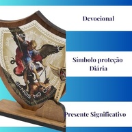 Adorno Mesa São Miguel Arcanjo com Espada - Escudo Religioso em Madeira - imagem 5
