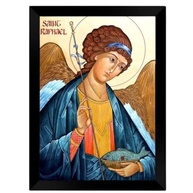 Quadro Decorativo Religioso São Rafael Arcanjo - A4 Preto | Imagem Sagrada para Decoração e Fé - imagem 2