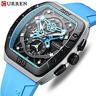 Relógio Masculino CURREN 8443 XQ: Cronógrafo com Ponteiros Luminosos e Silicone à Prova D'água - imagem 1