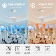 Ventilador de Teto KBZZ 106cm Branco – Silencioso, Reversível, 6 Velocidades, Controle Remoto - imagem 4