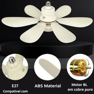 Ventilador de Teto com Lâmpada LED 60W Bivolt Silencioso - 3 Velocidades + Controle Remoto - imagem 5