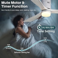 Ventilador de Teto Sofucor com Luz LED e Controle Remoto - 132cm, 3 Lâminas de Madeira, Design Moderno para Ambientes Internos e Externos - imagem 3