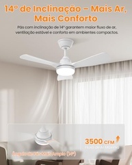 Ventilador de Teto com LED 20W, Controle Remoto, Silencioso e Moderno – 6 Velocidades, Luz Ajustável, 127-220V - imagem 3