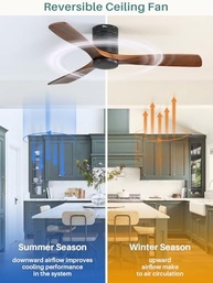 Ventilador de Teto Sofucor 52" Madeira Maciça | Controle Remoto, Silencioso, Moderno - imagem 4