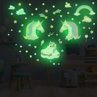 Adesivos de Parede Unicórnio Brilhante – Decalques Removíveis com Efeito Luminoso para Quarto Infantil - imagem 5