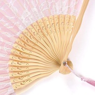 Ventilador Dobrável de Renda Rosa com Bambu - Estilo Chinês para Festas e Decoração - imagem 5