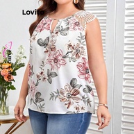 Blusa Plus Size Lovito: Boho Floral e Renda - imagem 2