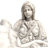 Réplica de Nossa Senhora da Piedade em Mármore - Escultura Renascentista 26cm - imagem 4