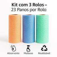 Kit 3 Rolos Pano Multiuso Descartável - 23 Unidades por Rolo | Alta Absorção e Limpeza Sem Resíduos - imagem 4