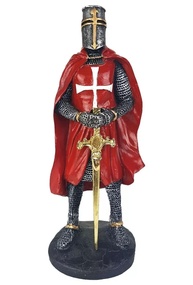 Cavaleiro Medieval Ordem dos Templários Vermelho 23cm - Estátua em Resina Colecionável - imagem 1