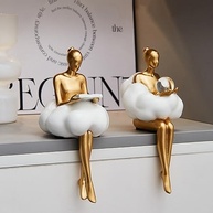 Estátua Feminina Dourada Moderna em Resina | Decoração Elegante para Casa e Escritório - imagem 5