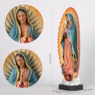Figura de Nossa Senhora de Guadalupe 37,5 cm | Estatueta Católica Pintada à Mão em Resina de Pedra - imagem 4