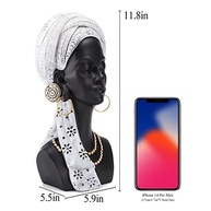 Estátua de Mulher Negra com Turbante Branco - 29cm - Arte Moderna em Resina para Decoração de Ambientes - imagem 4