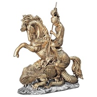 São Jorge Dragão Guerreiro - Estátua em Resina Dourada com Base Prata | Decoração e Proteção - imagem 5