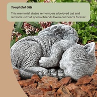 Pure Garden Pedra Memorial para Gato - Estátua de Anjo Gatinho Dormindo em Resina Cinza - imagem 5