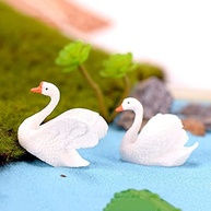 Miniatura de Ganso em Resina Branca - Estátuas Decorativas para Jardim e Casa | Conjunto com 2 Peças - imagem 2