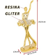Escultura Bailarina Dourada em Resina - Estátua Decorativa para Sala e Quarto com Glitter - imagem 4