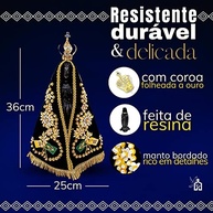 Imagem Nossa Senhora Aparecida em Resina 36cm - Manto Bordado e Coroa Folheada - imagem 4