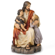 Estátua de Jesus com Crianças - Escultura Religiosa Renascentista em Resina, 22,4 cm, Decoração Inspiradora e Presente Devoto para Batismo - imagem 1