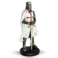 Templário Guerreiro Soldado Medieval com Espada de Metal e Marfim - Réplica de Resina Pintada à Mão - imagem 4