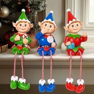 Conjunto de 3 Estatuetas de Elfo de Natal com Pernas Penduradas - Decoração Encantadora em Resina - imagem 2