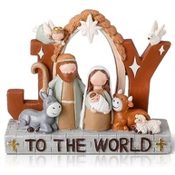 Conjunto de Presépio em Resina com Mensagens de Jesus - Decoração Religiosa de Mesa para Natal - imagem 2