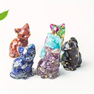 Estátua de Gato em Resina com Cristal - Decoração Encantadora para Casa e Escritório - imagem 4
