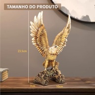 Estátua de Águia Dourada em Resina - 10x7x23,5 cm - Decoração Elegante para Casa e Escritório - imagem 3