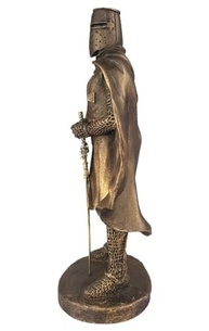 Cavaleiro Medieval Ordem dos Templários Ouro Envelhecido 23cm - Estátua em Resina Colecionável - imagem 5