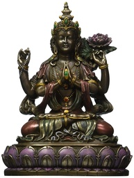 Estátua Budista Avalokiteshvara Kuan Yin em Resina - Decoração Espiritual Oriental - imagem 1