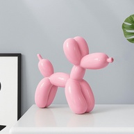Estátua de Cachorro Balão Rosa em Resina - Decoração Fofa para Sala e Mesa - imagem 1