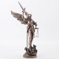 Escultura de São Miguel Arcanjo em Resina com Acabamento Bronze - 29 cm | Decoração Elegante e Espiritual - imagem 5