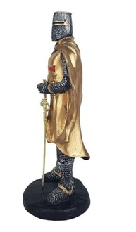 Cavaleiro Medieval Ordem dos Templários Dourado 23cm - Estátua Colecionável em Resina - imagem 3