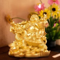 Estátua de Buda Dourado com Dragão e Tartaruga - Resina Resistente para Ambientes Serenos - imagem 5