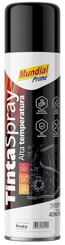 Tinta Spray Alta Temperatura Mundial Prime 400ml Preto Fosco - Resistência Extrema! - imagem 2