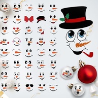 42 Adesivos de Rosto de Boneco de Neve para Decoração de Natal - PVC Resistente, Impermeável e Versátil - imagem 2