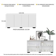 Aparador Buffet 4 Portas Veneza - Design Moderno em Branco/Preto | MDP Resistente - imagem 4