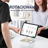 Suporte para Tablet em Aço Carbono Com Metal Resistente Apoio para Mesa Pedestal Portátil Dobrável Articulado Base Rotativa 360º Design Moderno Ajustável Antiderrapante Ampla Compatibilidade - imagem 4