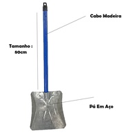 Pá de Lixo Galvanizada 90° com Cabo de Madeira 80cm – Super Resistente! - imagem 2