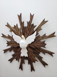 Resplendor Espírito Santo em Madeira 60 cm - Raios Duplos com Pomba Central - imagem 3