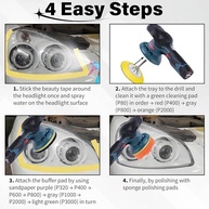 Kit de Restauração de Farol 53 Peças - Disco de Lixamento 7,6cm com Suporte 1/4" - Almofadas e Papel de Lixa para Polimento Automotivo - imagem 4