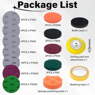 Kit de Restauração de Farol 53 Peças - Disco de Lixamento 7,6cm com Suporte 1/4" - Almofadas e Papel de Lixa para Polimento Automotivo - imagem 3