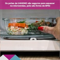 Kit 2 Potes de Vidro Retangular com Tampa Hermética 640ml Azul - Armazenamento Premium com Vedação Total - imagem 5