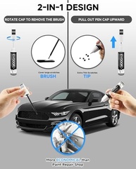 Tinta de Retoque para Ford - Caneta 2 em 1 com Cor Preta Ébano para Reparos Fáceis e Profissionais - imagem 3