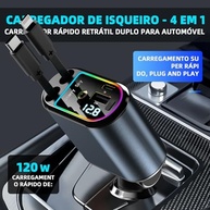 Cabo Carregador 4 em 1 Retrátil 120W Tipo C + iPhone 12W com Luz Estrelada - imagem 4