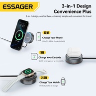 Carregador 3 em 1 Essager: Wireless, Magnético e Retrátil! - imagem 3