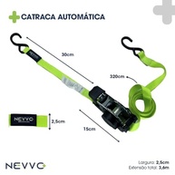 Cinta de Carga Catraca Automática Retrátil NEVVO 3.6M - Segurança e Praticidade para Sua Carga! - imagem 3