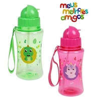 Garrafa Squeeze Infantil Unicórnio 400ml com Canudo Retrátil e Tampa Flip-top - Meus Melhores Amigos - imagem 4