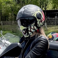 Capacete de Moto Vintage 3/4 Aberto com Viseira - Estilo Germe Retrô - imagem 2
